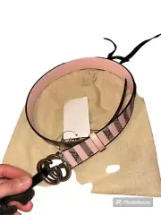 Gucci GG MarmontLeather/Canvas Belt Grey/Pink