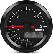 STGTZPLPDU Dual Display 52MM 7 Colors Turbo Boost Gauge 2Bar Boost Meter with Stepper Motor Boost Sensor Boost Meter