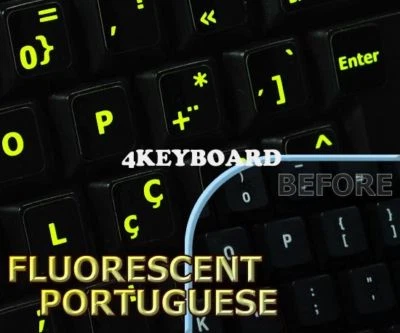 Glowing fluorescent Portuguese keyboard stickers
