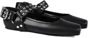 [CAGLGLZ] Mary Jane Flats for Women Square Toe Ballet Flats Studded Ankle Buckle Strap Comfortable Dressy Ballerina Shoes