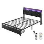 Levede Double Metal Bed Frame 2 Drawers PU Upholstered Headboard Under Storage