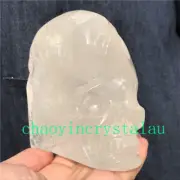 2.7LB Natural Clear Quartz Skull Quartz Crystal Carved Reiki Healing XK1265