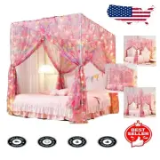 Whimsical Unicorn Bed Canopy for Girls with Waterproof Lights - Queen Size