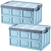 Lidded Storage Bins 2 Pack 30L Collapsible Storage Box Crates Plastic Tote