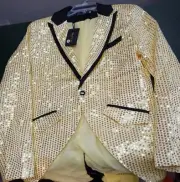 NWT Cloudstyle Composer Style Jacket Black & Gold Sequin Sparkle Size Med.