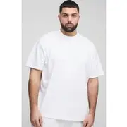 Mens White Plus Oversized Basic Crew Neck T-shirt