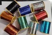 OMX Metallic Strip Mukaish Metal Thread for Embroidery Work, Beading, Jewellery Making and Crafts, 0.25MM, 10000 Mtrs in 1 Roll (Set of 9 Roll)