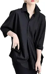 [Hcclijo] Spring and Summer Wide Shirt Women's Fashionable Single-Breasted Korean Style Long-Sleeved Mid-Length Shirt