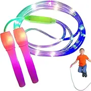 Jump Rope – LED Rope, Fitness Rope | Rechargeable Adjustable Skipping Rope, Non-Slip Handle Luminous Cordless Exercise Rope for Indoor Outdoor Workouts Training Women Girls Home Gym