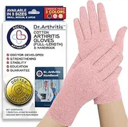 (Large, Pink) - Doctor Developed Full Fingered Arthritis Compression Gloves (Pink) and DOCTOR WRITTEN HANDBOOK - Soft with Mild Compression, for Arthritis, Raynauds Disease & Carpal Tunnel (Large)