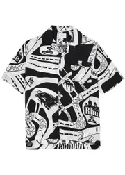 Rhude Strada Printed Silk Shirt - Black And White - L L