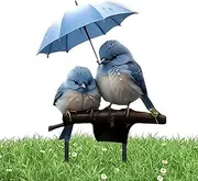 Lueear Decorative Garden Stakes - 2D Acrylic Flat Ground Insert,Blue Bird with Umbrella Garden Stakes Whimsical Sign for Patio Front Yard Backyard Path Planter Decoration