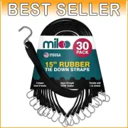Versatile 30-Pack of 15-Inch EPDM Rubber Bungee Cords with Metal Hooks