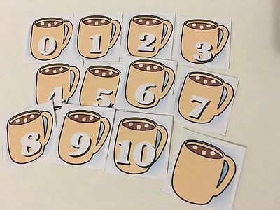 Hot Cocoa - 0-10 Number Cards - Laminated Card Set- Pre-school- Kindergarten