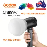 Godox AD100pro TTL HSS Pocket Flash with FG-100 Holder AK-R22 Diffuser Dome
