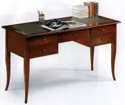 Desk Mobile PC Studio Office 5 Drawers Art Povera Walnut Dark Classic