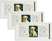 3Pcs Handprint and Footprint Kit, Inkless Baby Hand and Footprint Kit, Paw Print Frame Kit, Elegant White Picture Frame, Baby Footprint Frame with Customization Tool Wooden Pet Memorial Frame