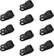 100 Pcs Black Nylon Plastic R-Type Cable Clamps 1/4" Fastener Clips for Wire Management