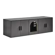 Wooden Cat Litter Box Enclosure with Hidden Storage, Black 57.9"