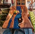 Dining Table Top, Handmade Epoxy Blue River Table Top, Acacia Wooden Table Top,