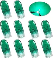 T10 Small Halogen Light Bulb Green,Super Bright 194 W5W 168 5W Wedg Bulbs for Car License Plate Light Dome Map Light Side Parking Light Fog Light Tail Light 12V (10 Pack)