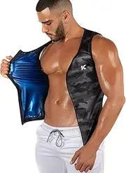 [Kewlioo] Men's Heat Trapping Zipper Sweat Enhancing Vest - Sauna Suit Shirt Compression Vest Shapewear Top for Gym Exercise