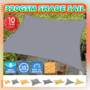 320GSM Sun Shade Sail Cloth Canopy Outdoor Awning Rectangle Square Grey 5 Size