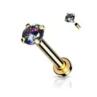 Piercing Labret Ear Golden Set Stained Glass