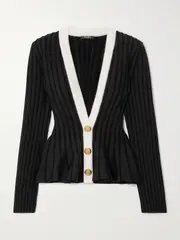 [Balmain] Balmain - Knitted Peplum Cardigan - Black - FR 36 FR 36 Black