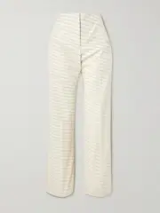 [JW Anderson] JW Anderson - Pinstriped Wool-blend Drill Straight-leg Pants - White - UK 14 UK 14 White