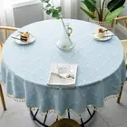 Thick Soft Cotton Linen Fabric Round Tablecloth Hotel Dining Coffee Table Cloth