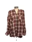 Democracy Flannel Plaid Top Plus Size in Burnt Orange and Cream NWT