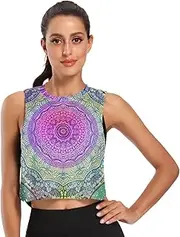 [ODAWA] Colorful Mandala Womens Sleeveless Crop Tops Tank Tops for Women