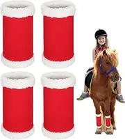 Generic Christmas Horse Leggings - Santa Horse Leg Wraps, Durable Leg Protectors, Warm Winter Horse Boots with Faux , Festive Red Bubble Fleece Covers for Horses at Reitsp