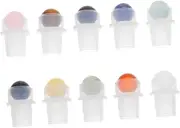FRCOLOR 10pcs Essential Oil Roller Ball Inserts with Jade Stone Applicators Leak Resistant Replacement Tops for Roller Bottles Smooth Even Application for Use