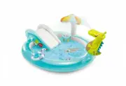 Intex 57165EP Gator Outdoor Inflatable Kiddie Pool Water Play Center with Slide