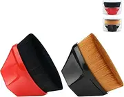 Bekecidi Kabuki Flawless Foundation Brush Top Face Brush Flat Top Contour Makeup Brush Flat Top Makeup Brush for Mixing Liquid Cream Powder Cosmetics with Portable Case, Black Red Pack of 2