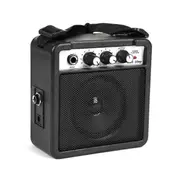 5W Mini Guitar Amplifier Amp Speaker with 3.5mm & 6.35mm Inputs 1/4 Inch Output with Volume Tone Adj Black