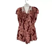 Topshop Off Shoulder Romper S NWT Pink Maroon Floral