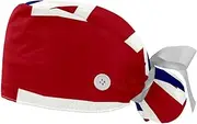 [FVQL] 2 Pcs Bouffant Caps with Sweatband, Scrub Cap with Buttons, British Flag Vintage Pattern