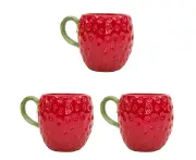 3x Urban Strawberry Tea Mug Red 10cm Home Kitchen Decor Drinkware/Serveware