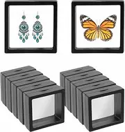 10 PCS 3D Floating Display Case PE Film Jewelry Storage Box Coins Display Frame Holder Stands for Antique Challenge Coins, Medallion Shells Gems Rocks (Black,2.75 Inch)