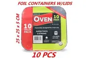 10 x Foil Food Container Tray With Lid Roasting BBQ Takeaway Oven Durable Thick 25cm