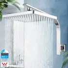 Chrome 11'' Rectangle Plastic Shower Head Gooseneck Wall Arm Set WELS Watermark