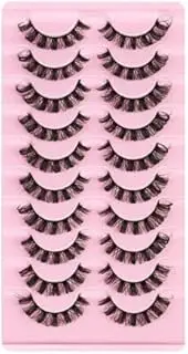 10Pairs Russian Style Strip Lashes D Curl Mink False Eyelashes Full Curled，Full, Wispy, 3D Glam Lashes, Handmade & Reusable