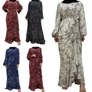 Dubai Women Abaya Floral Long Maxi Dress Islamic Evening Party Gown Robe Arab