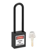 Lockout Tagout Safety Padlock 76mm Nylon Shackle Keyed Alike Black
