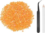 uxcell 2500pcs Flatback Rhinestones Resin, SS20 5mm Resin Rhinestones Bulk Round Shine Gems with Pickup Tools for DIY Nail Art Tumblers Mugs Clothes, Orange
