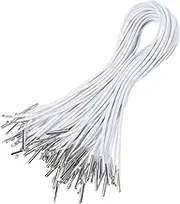 BEBEMOKO 150pcs Barbed Elastic Cords with Metal Ends Stretch Loops for Masks Lanyard Loop Party Hats DIY Crafts Rope Thread String Extender Strap