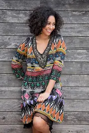 Printed Cotton Tunic--THR-12154